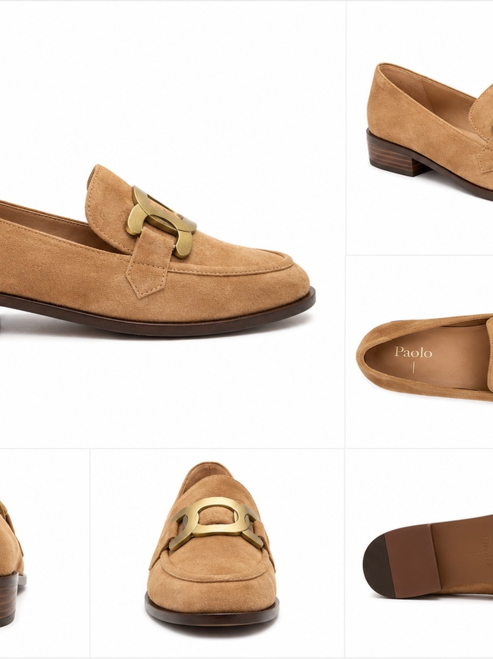 Linea Paolo Melise Camel Kid Suede Metal Keeper Loafers Womens 5M NIB
